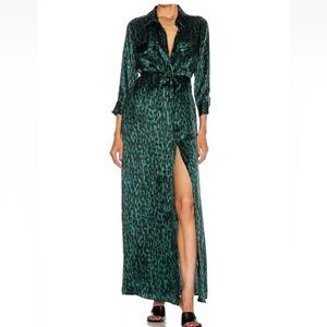 NWOT L'agence cameron long shirt dress in Dark Glade & Black Lionne - size XS